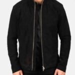 Charcoal Black Suede Biker Jacket