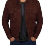 Stylish and Practical Brown Suede Leather Jacket for Men