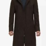 Mens Olive Wool Green Hooded Knee Length Coat