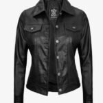 Women's Stylish Moto Trucker Biker Bomber Genuine Lambskin Leather Jacket