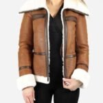 Ladies Sheepskin Real Shearling Tan Whiskey Beige Fur Jacket