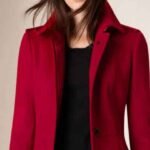 Women's Single Breasted Red Wool Coat - Long Winter Blend